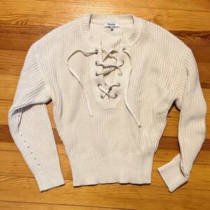 Madewell Open knit Lace-Up Cream Sweater